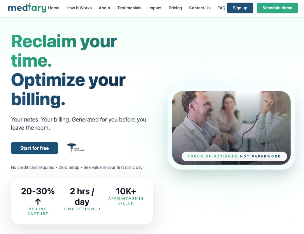 Mediary Website Preview